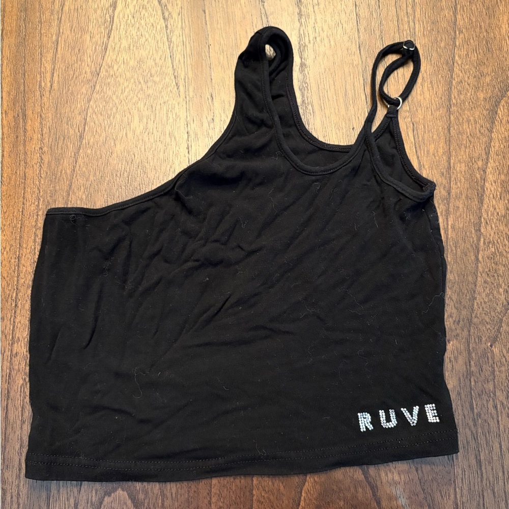 RUVE Black Asymmetrical Crop Top